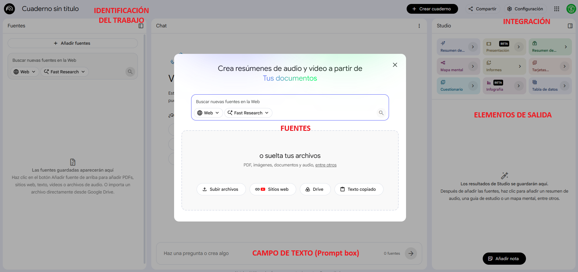 Entorno de trabajo de NOTEBOOLM